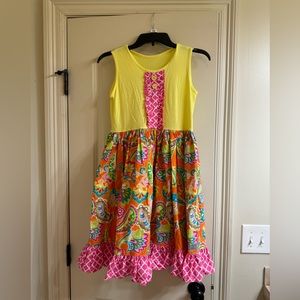 Eleanor Rose Yellow Rhonda Drew’s with Orange Paisley design